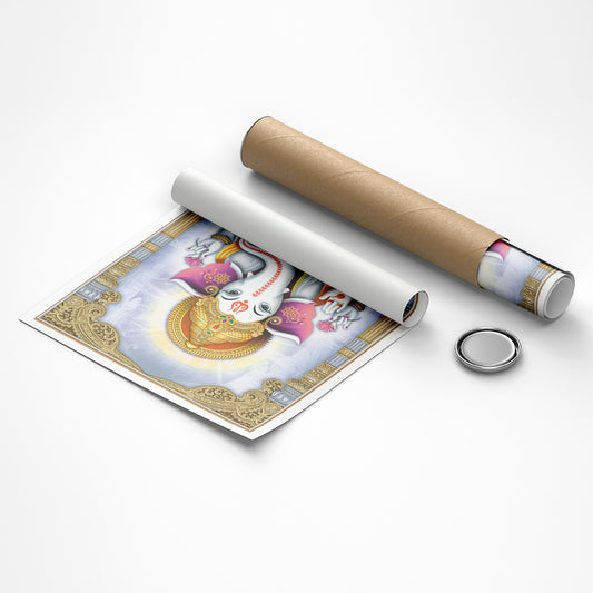 Ganesha White and Golden Canvas Painting