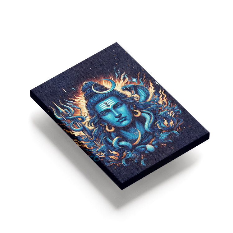 Hindu God Lord Shiv Ji Blue Theme Canvas Wall Art