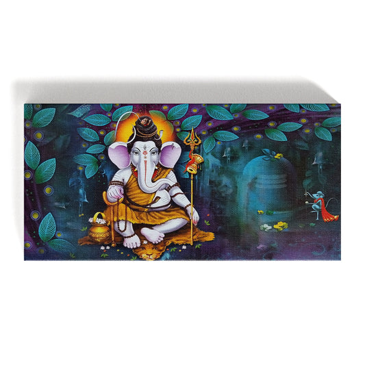 Lord Ganesh Meditating Big Wall Canvas Painting
