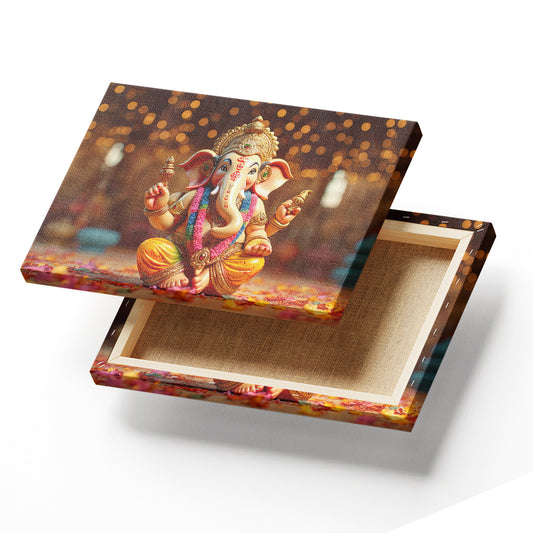 Lord Ganesh Sparkling Canvas Printed Frame