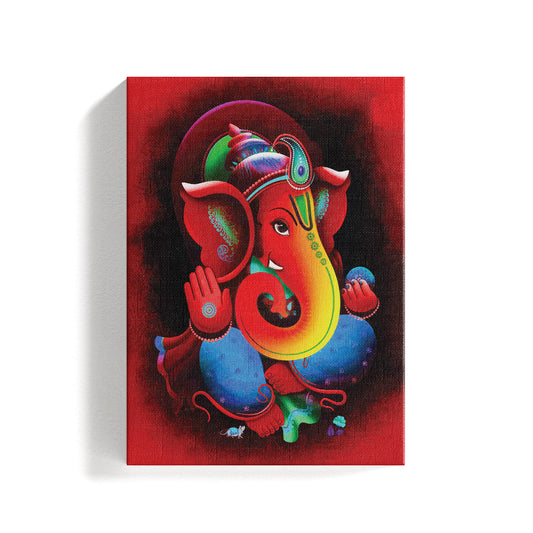 Lord Ganesha Red theme Canvas Painting