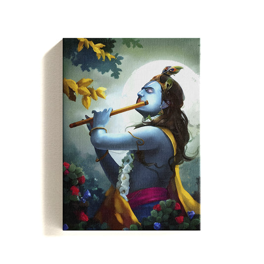 Lord Krishna playing flute Canvas Painting