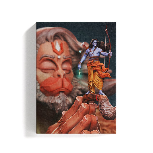 Lord Rama ji and Hanuman Ji Canvas Big Wall Art Painting