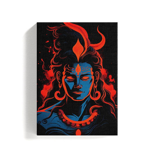 Lord Shiv Ji Black and Red Theme Canvas Wall Art