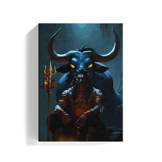 Lord Shiva Ji Dark Blue Theme Canvas Painting
