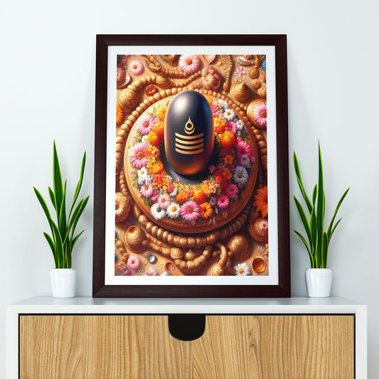 Lord Shiva Lingam Wooden Frame Wall Art Painting
