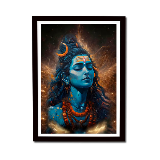 Lord Shiva Meditating Ai Generated #2 Wooden Frame Painting