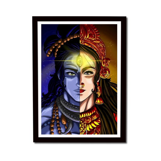 Lord Shiva Pencile Color Wooden Frame Art Painting