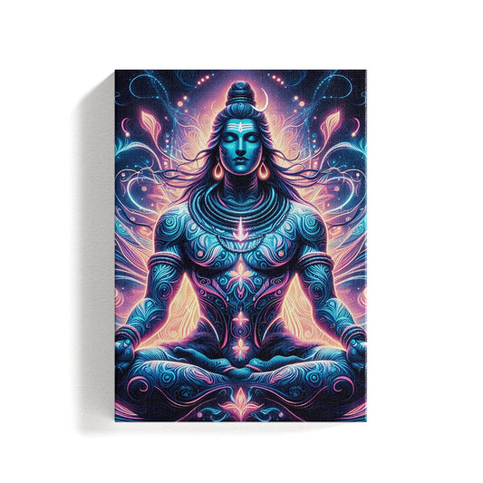 Lord Shiva ji Meditating Colorful Canvas Art Painting