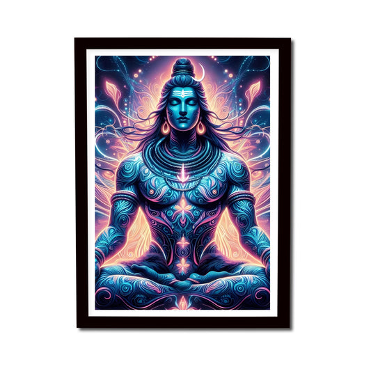 Lord Shiva ji Meditating Colorful Wooden Frame Art Painting