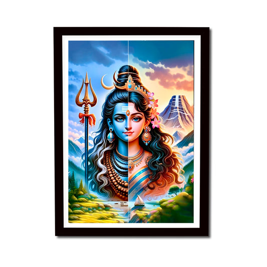 Lord Shiv ji and Goddess Parvati ji #2 Wooden Frame Art Painting