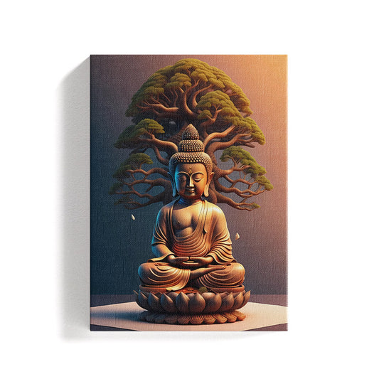 Mahatma Buddha Statue AI Generated #2 Canvas Art Painting