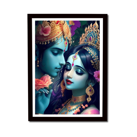 Radha Krishna Couple Ai Generated Wooden Frame Painting