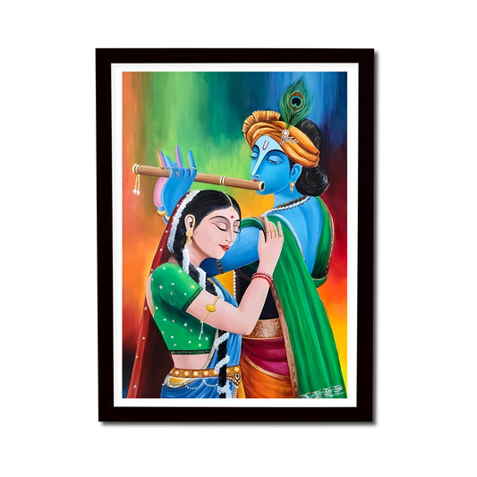Radha Krishna Water color effect Wooden Frame Painting