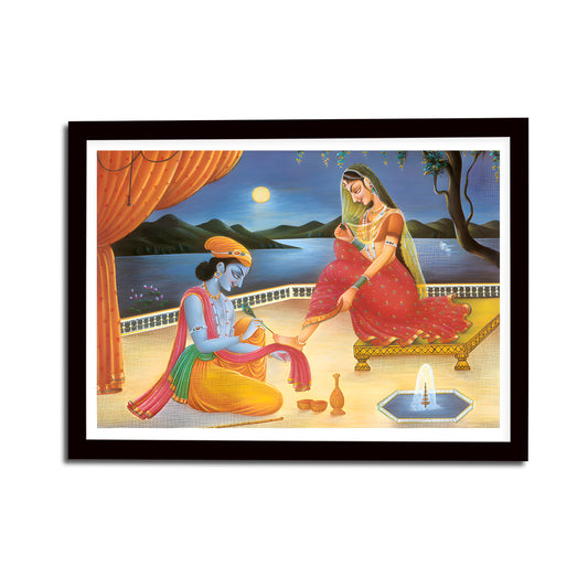 Traditional Lord Krishna Wooden Frame Painting